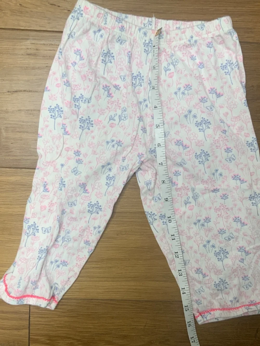 Petit Bateau Matching Set — Short Sleeved Shirt and 3/4 Cropped Pants Flower